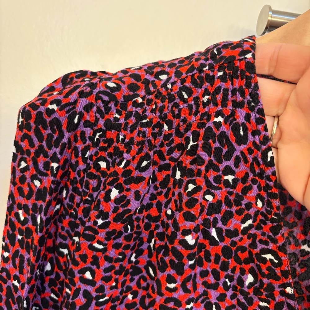M&S Collection Womens Purple Red Blouse Size 6 Medium Office Peasant Indie Wild - Picture 2 of 14